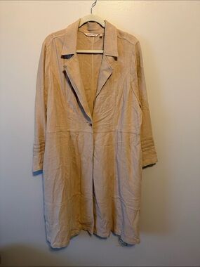 Soft Surroundings Light Tan Linen Blend Trench Coat